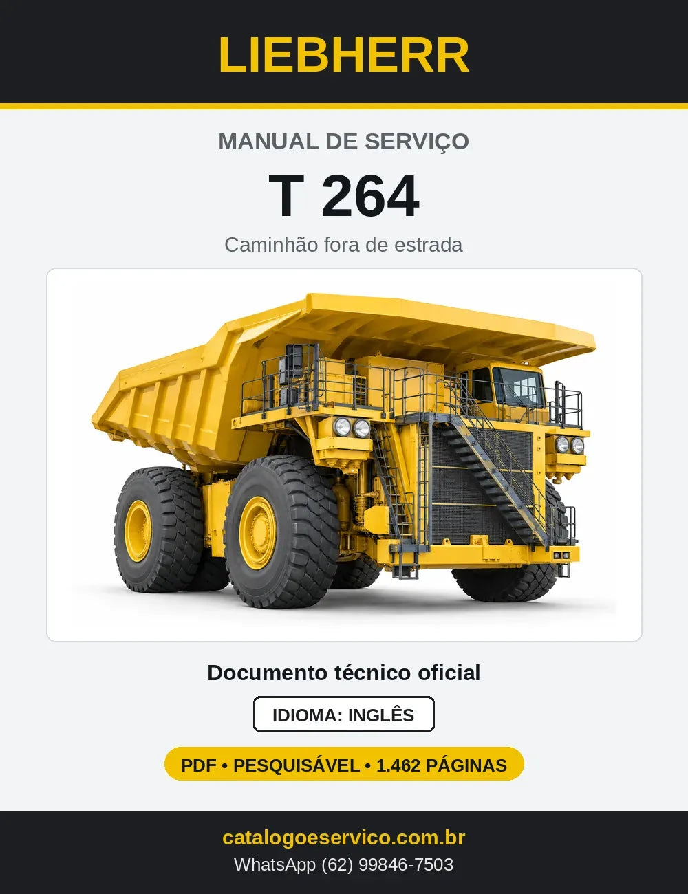 Capa do Manual de Serviço Liebherr T264 caminhão fora de estrada