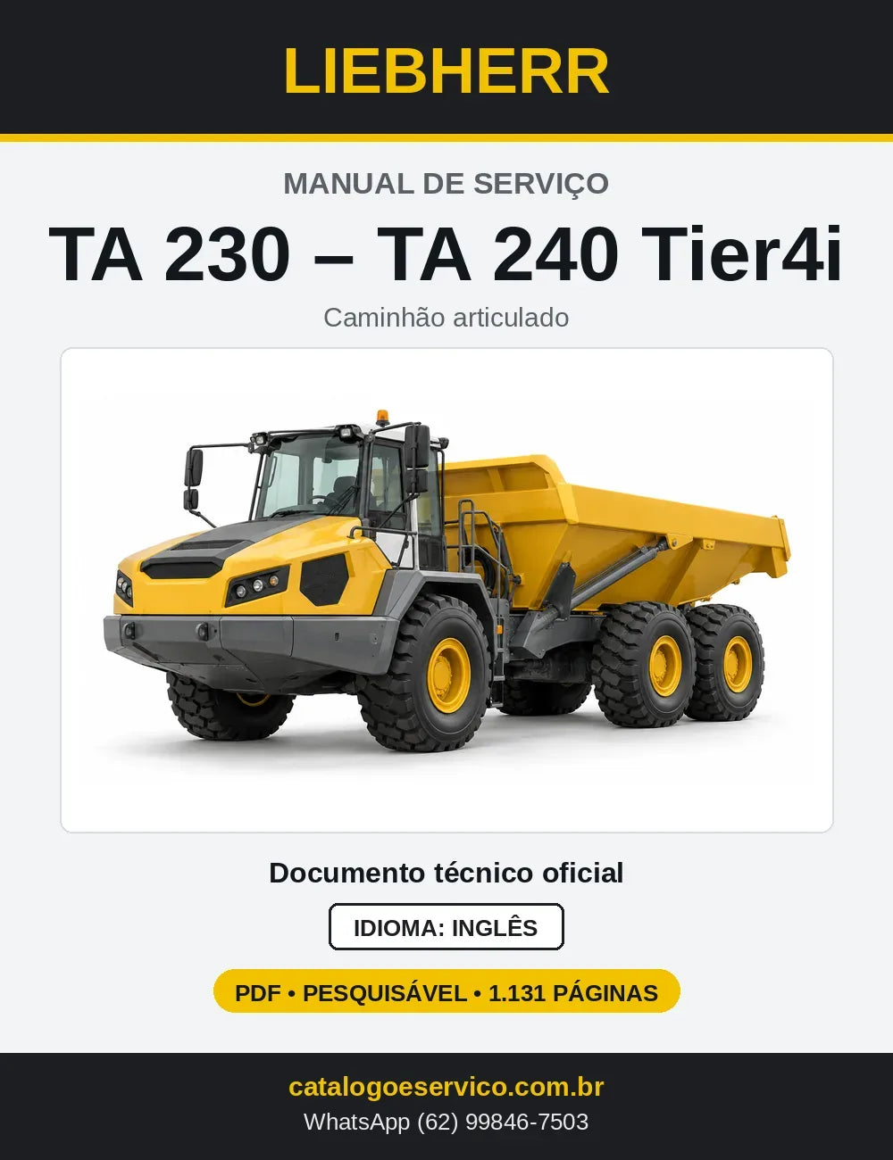 Capa do Manual de Serviço Liebherr TA 230 / TA 240 Tier 4i caminhão articulado
