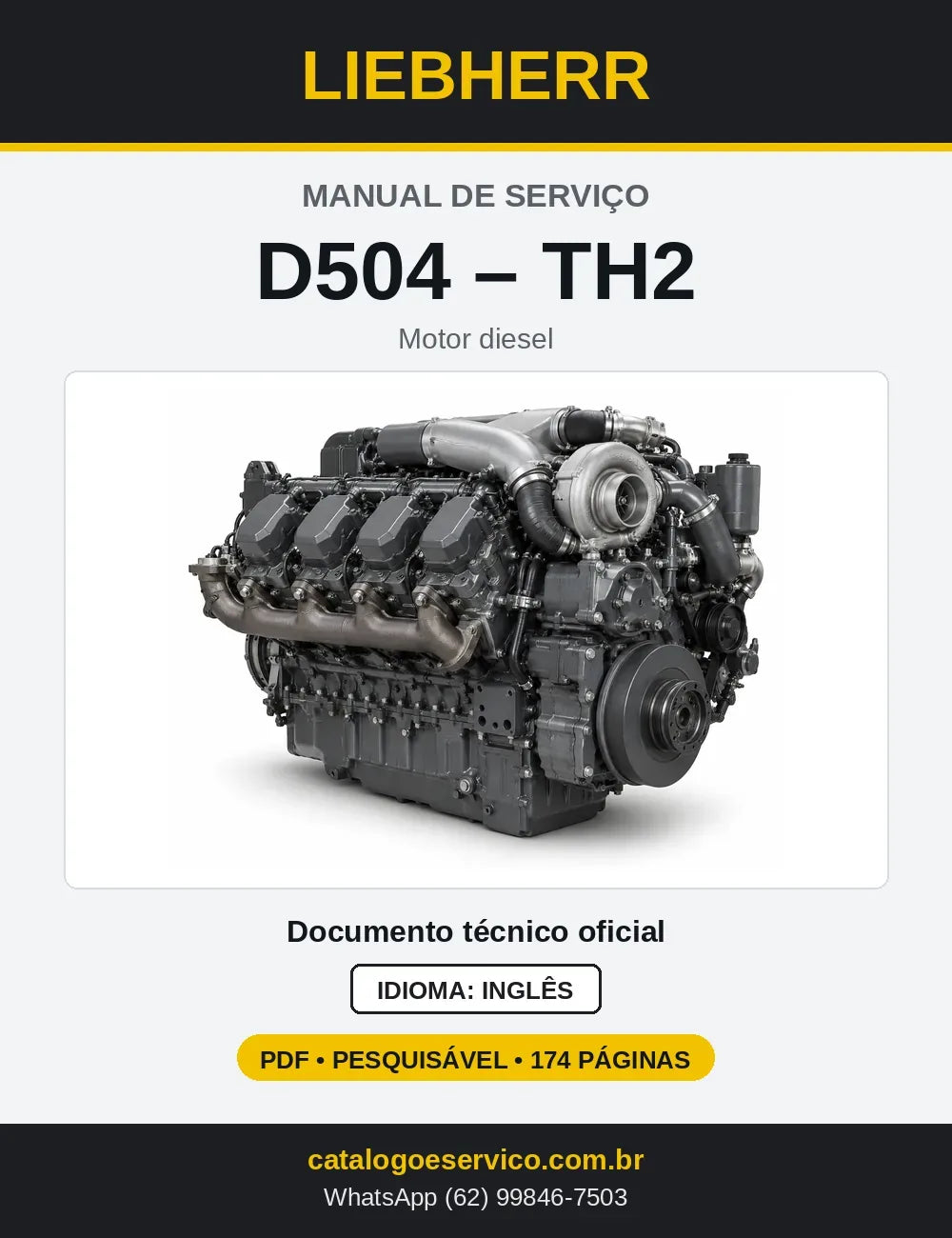 Capa do Manual de Serviço Liebherr TH2-D504 motor diesel sistema mecânico de combustível
