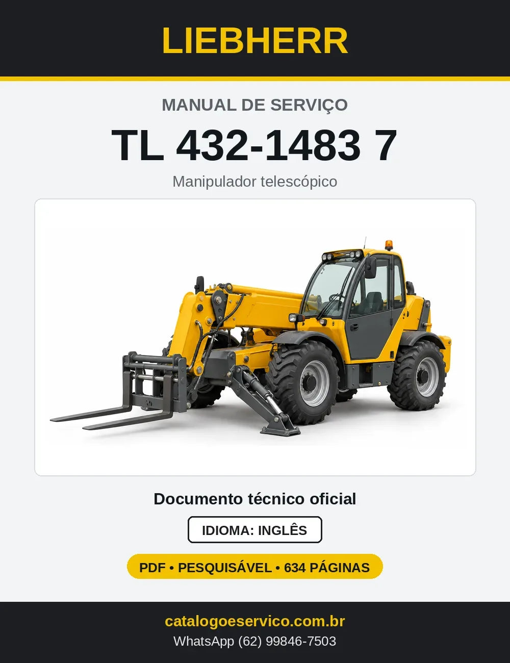 Capa do Manual de Serviço Liebherr TL 432-7 manipulador telescópico