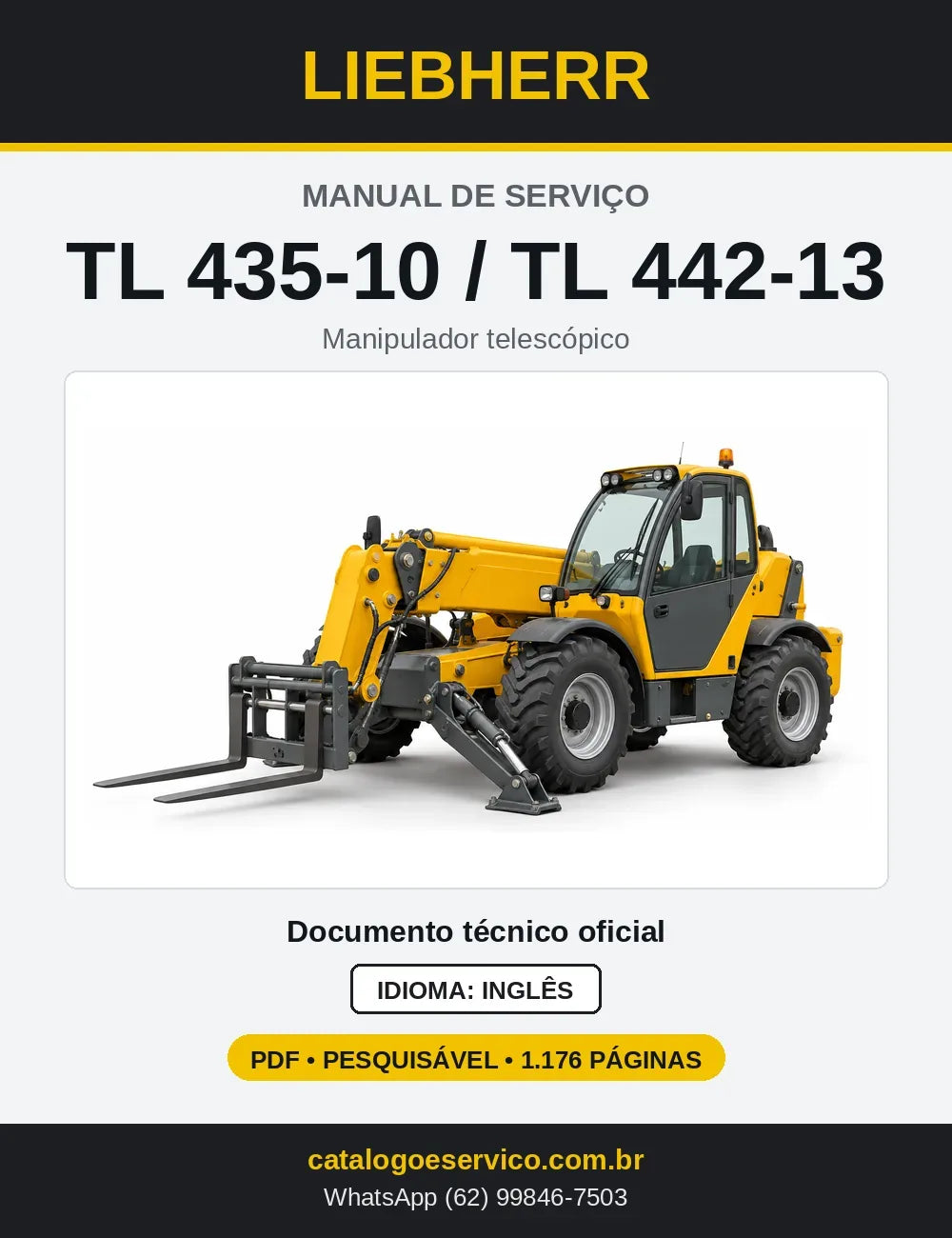 Capa do Manual de Serviço Liebherr TL 435-10 / TL 442-13 manipulador telescópico