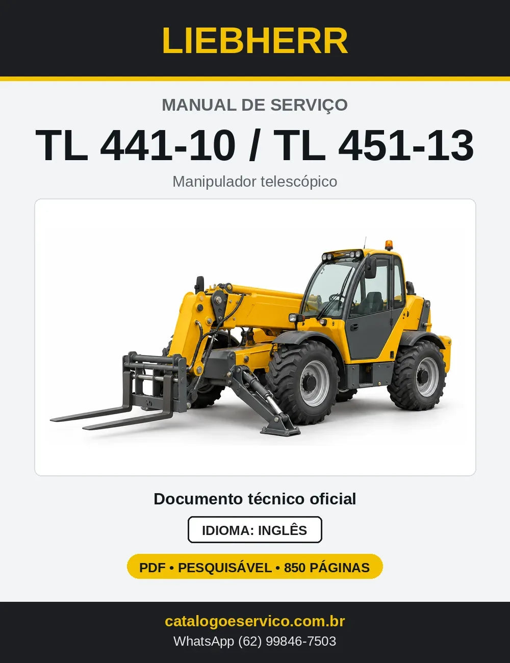 Capa do Manual de Serviço Liebherr TL 441-10 / TL 451-13 manipulador telescópico
