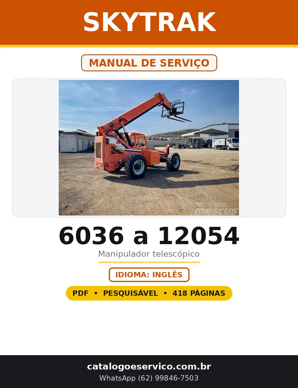 Capa do Manual de Serviço SkyTrak 6036 a 12054 em PDF com 418 páginas