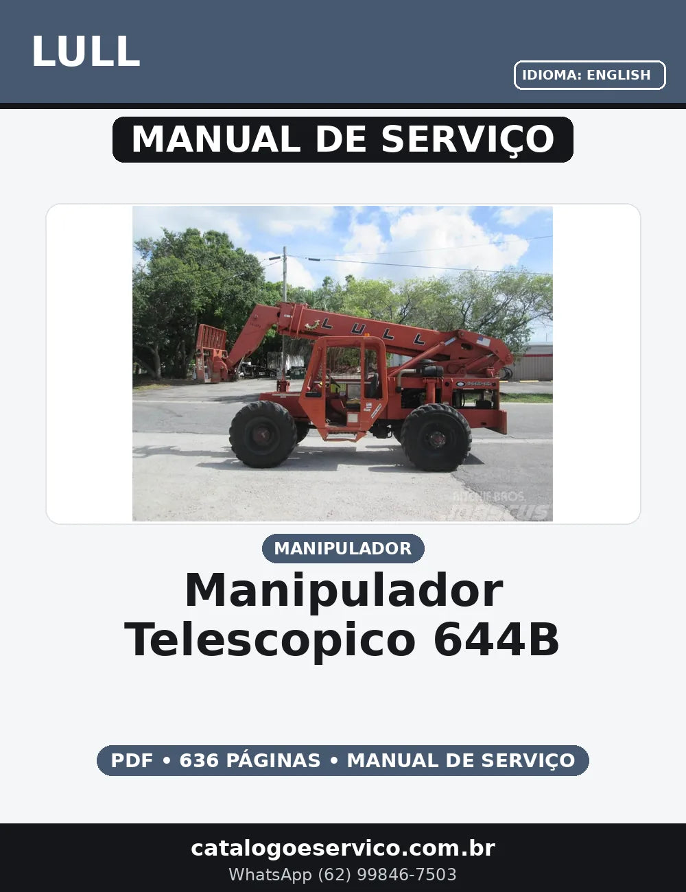 MANUAL DE SERVIÇO MANIPULADOR TELESCOPICO 644B, LULL — capa do manual de serviço