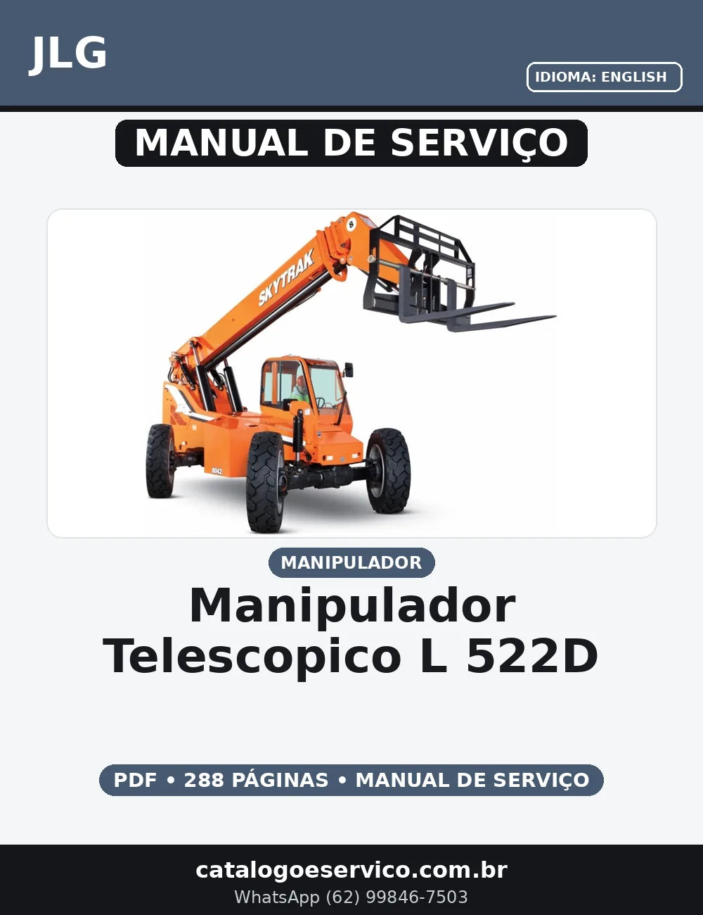 MANUAL DE SERVIÇO MANIPULADOR TELESCOPICO L 522D 534D-6 JLG — capa do manual de serviço
