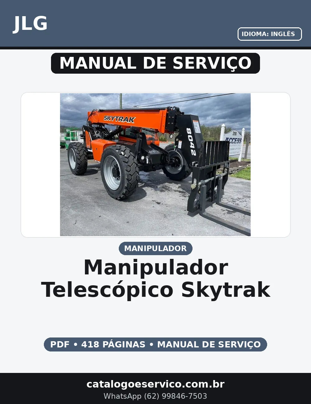 MANUAL DE SERVIÇO MANIPULADOR TELESCÓPICO SKYTRAK 6036, 6042, 8042,10042 e 10054 JLG — capa do manual de serviço