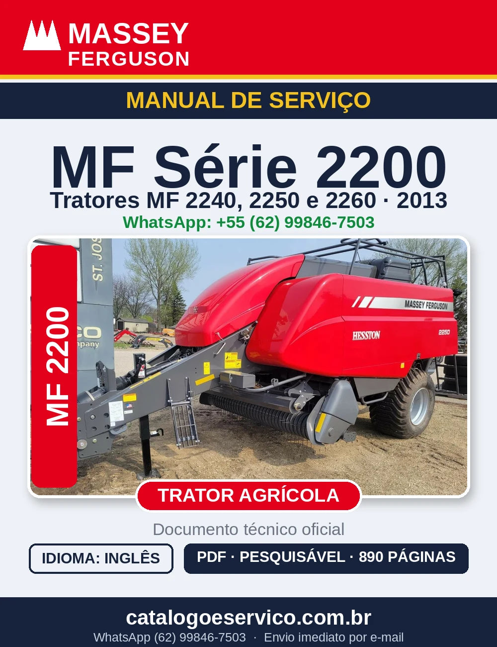 MANUAL DE SERVIÇO MASSEY FERGUSON - 2240, 2250, 2260 - 2013