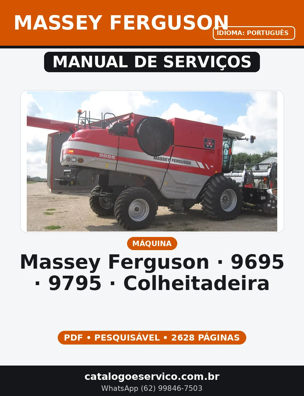 Manual De Serviço MASSEY FERGUSON - 9695 / 9795 - Colheitadeira — capa do manual de serviço