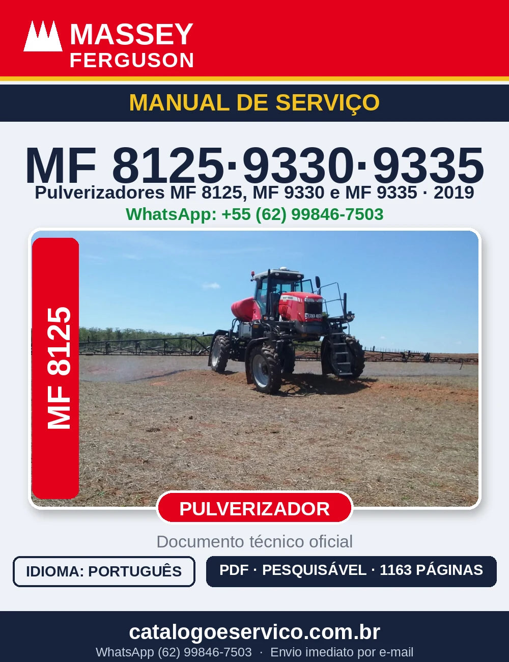 MANUAL DE SERVIÇO MASSEY FERGUSON - MF8125, 9330, 9335 -2019