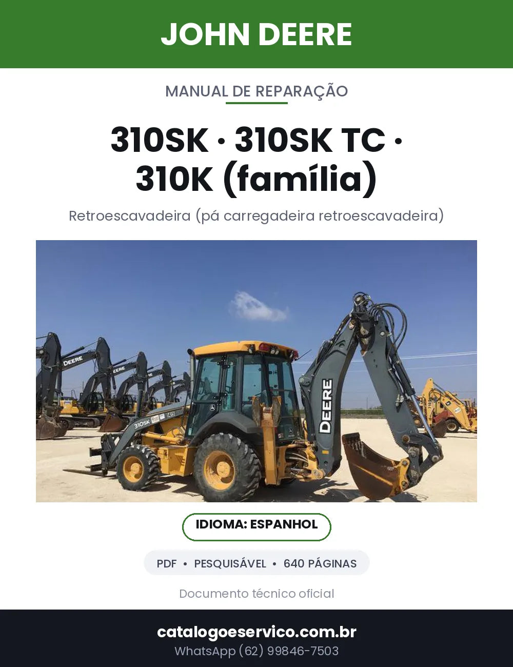 Capa — Manual de Reparação John Deere 310SK / 310SK TC / 310K (família) em PDF