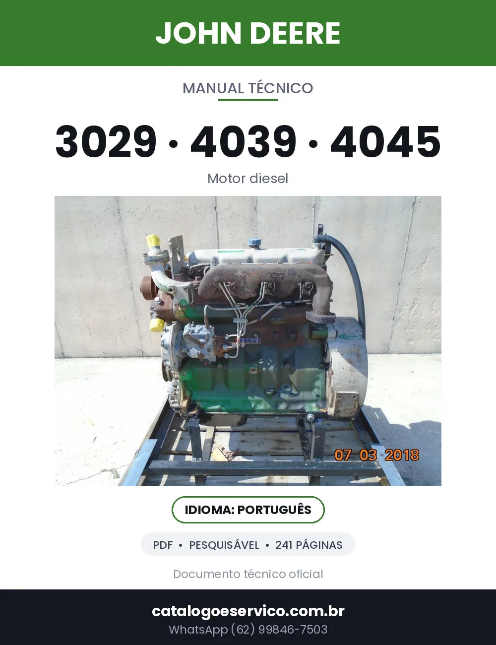 Capa — Manual Técnico John Deere 3029 / 4039 / 4045 em PDF