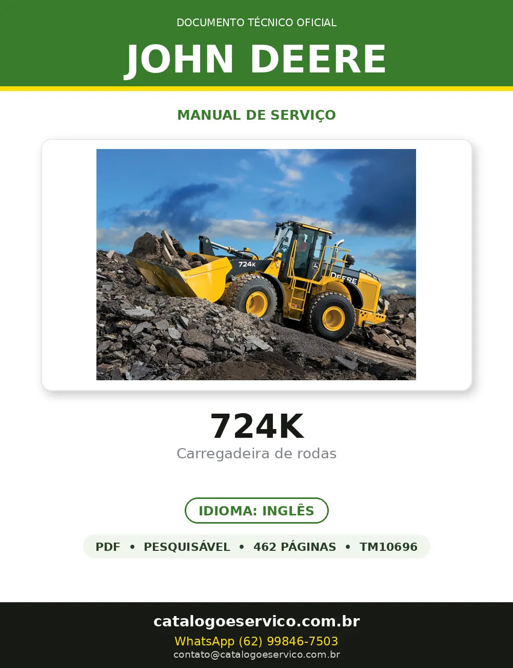 MANUAL DE SERVIÇO MECÂNICO JOHN DEERE - 724K - CARREGADEIRA — capa