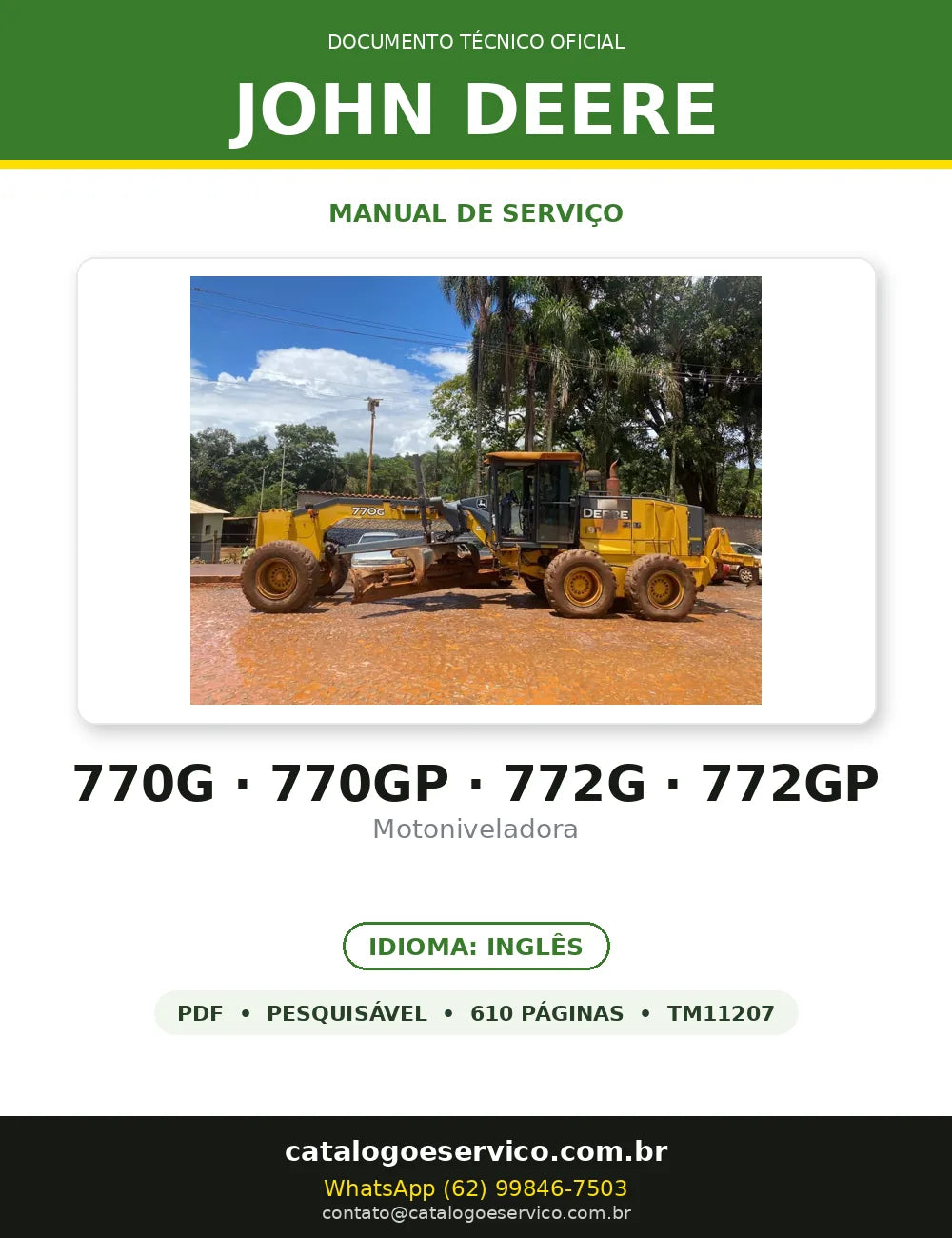 MANUAL DE SERVIÇO MECÂNICO JOHN DEERE - 770G, 770GP, 772G, 772GP — capa
