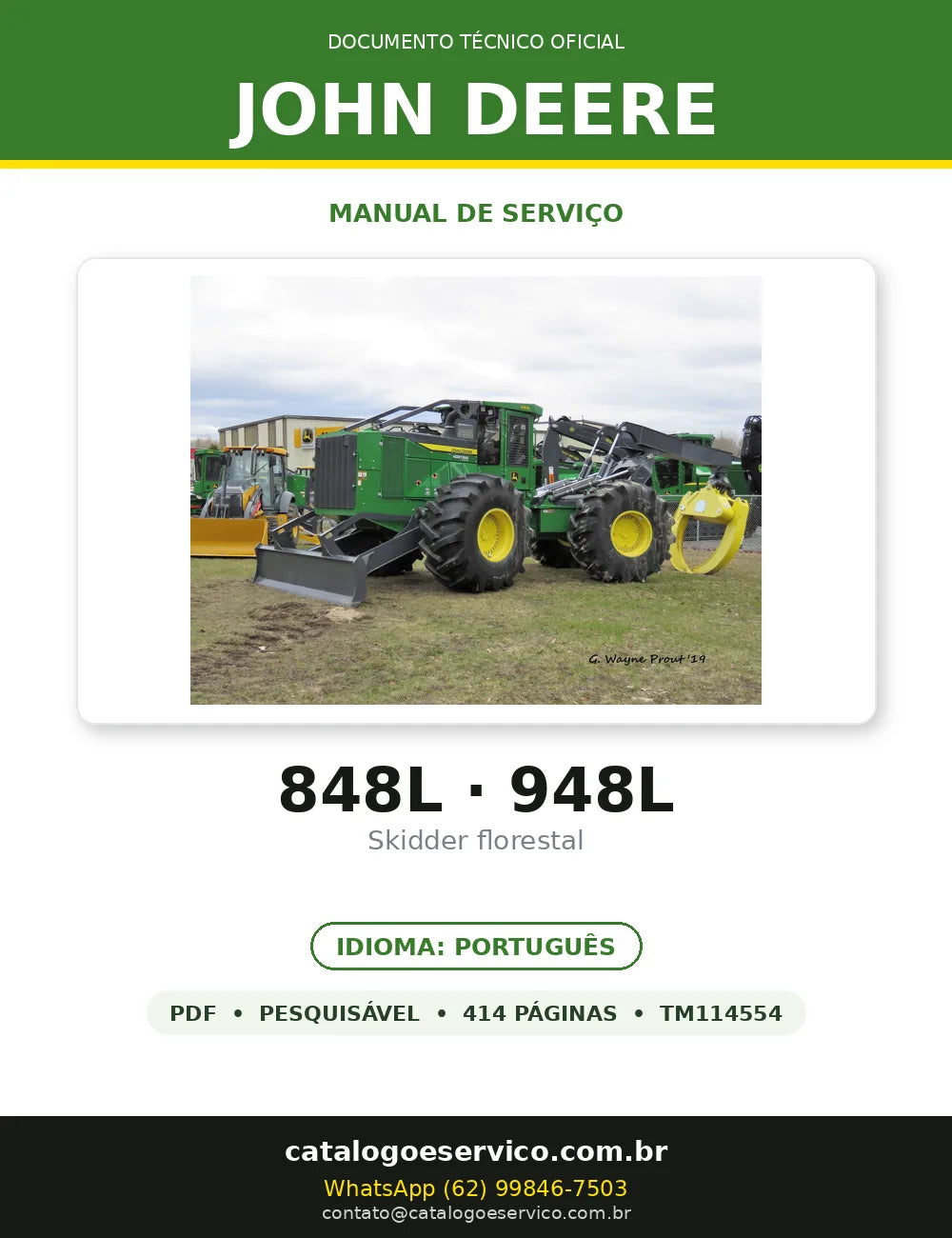 MANUAL DE SERVIÇO MECÂNICO JOHN DEERE - 848L, 948L - REBOCADORES — capa