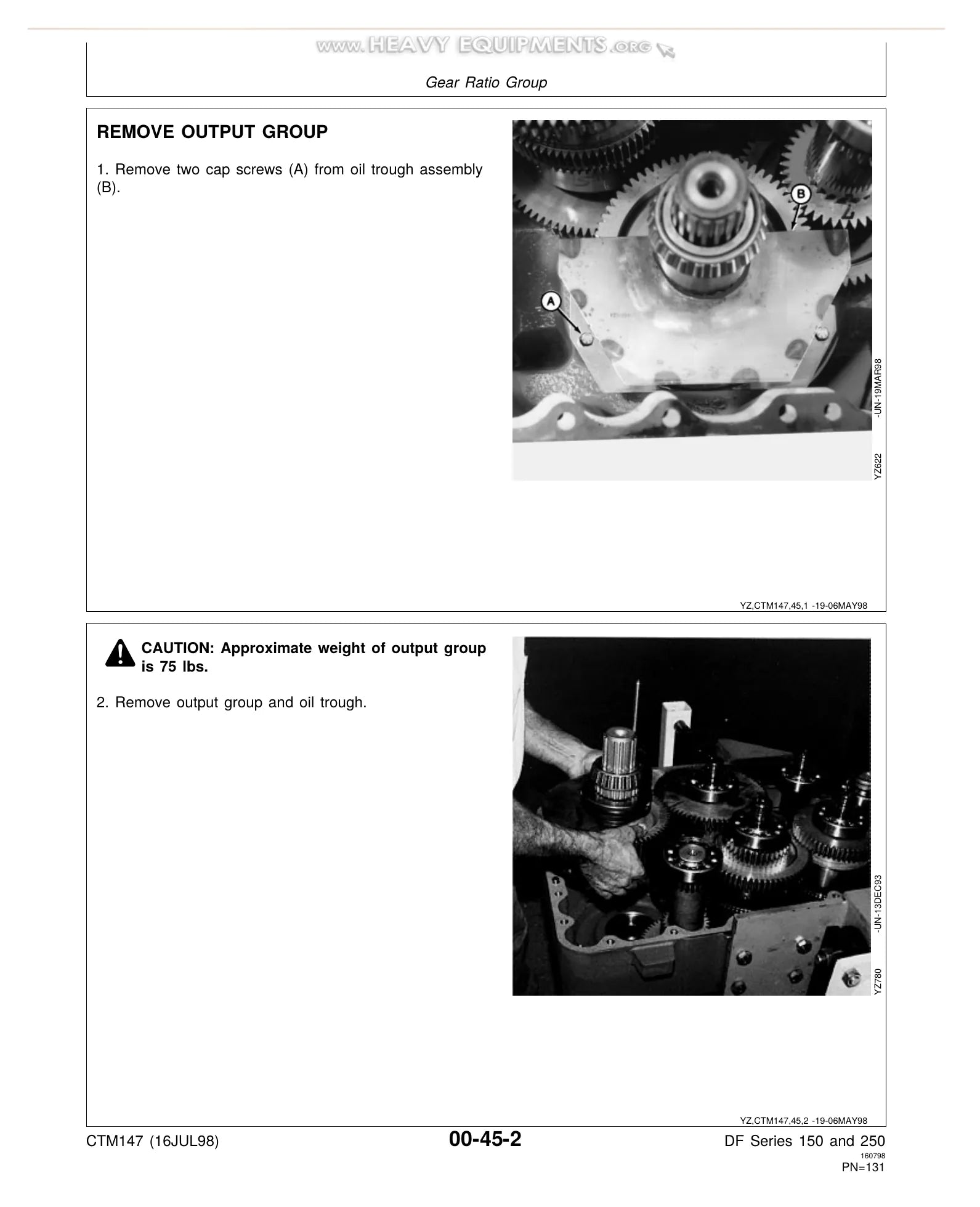 MANUAL DE SERVIÇO MECÂNICO JOHN DEERE - DF SERIES 150, 250 TRANSMISSIONS — diagrama técnico (detalhe)