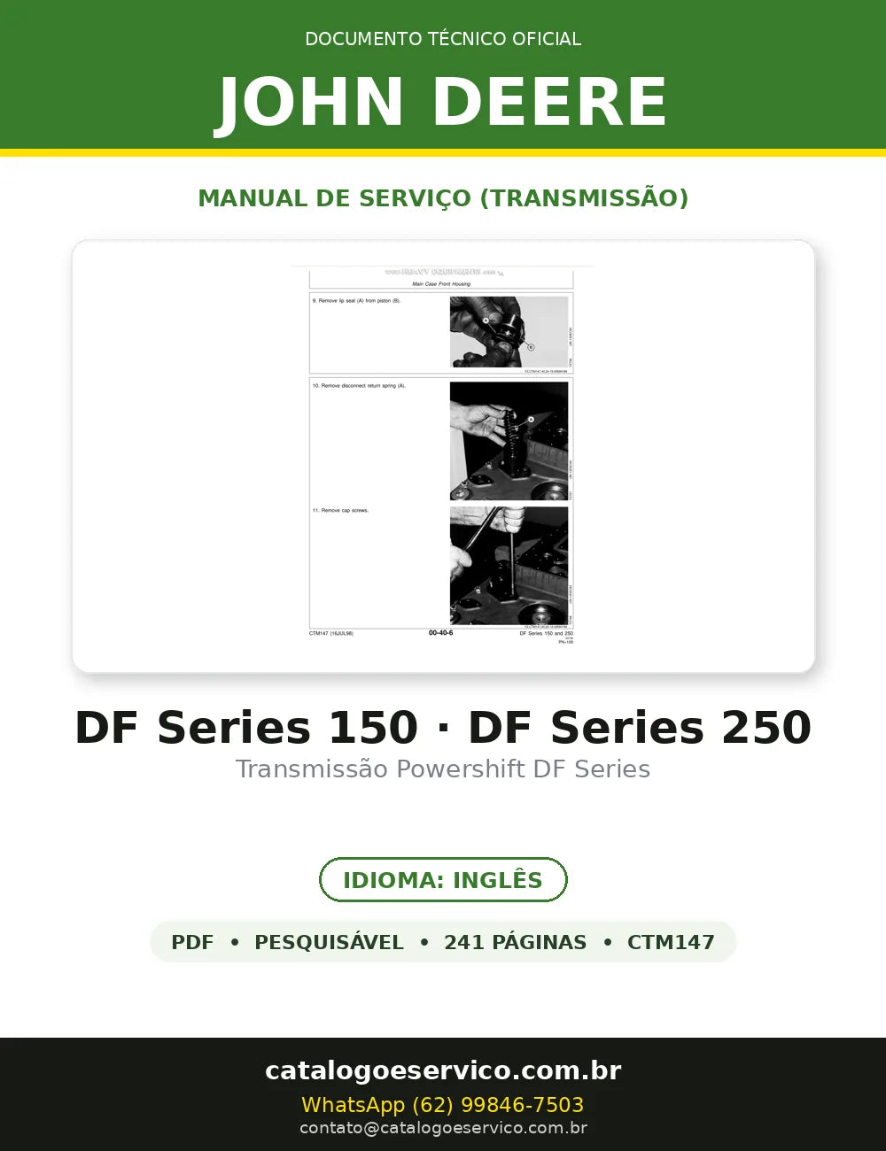 MANUAL DE SERVIÇO MECÂNICO JOHN DEERE - DF SERIES 150, 250 TRANSMISSIONS — capa