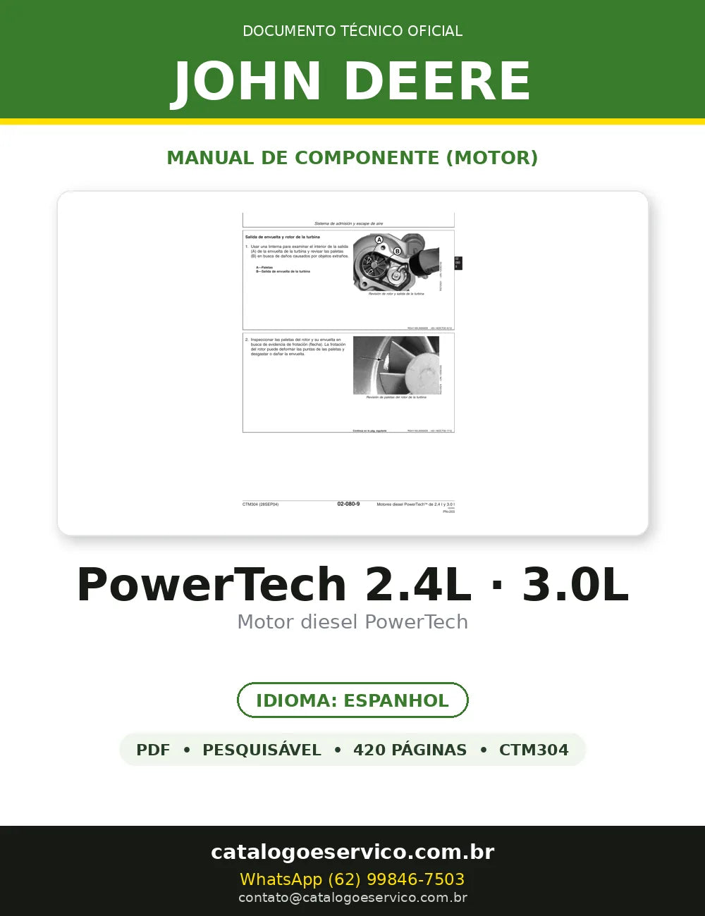 MANUAL DE SERVIÇO MECÂNICO JOHN DEERE - POWERTECH 2.4 L & 3.0 L DIESEL — capa