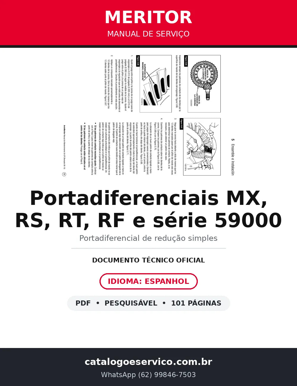 Manual de Serviço Meritor MX, RS, RT, RF e 59000 — Portadiferenciais Redução Simples — capa