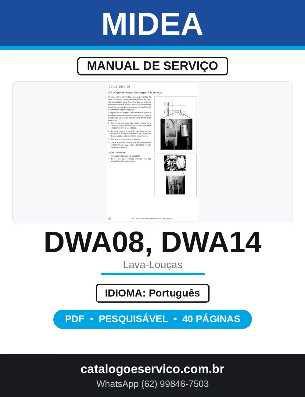 Manual de Serviço Midea Lava-Louças DWA08 e DWA14 — capa