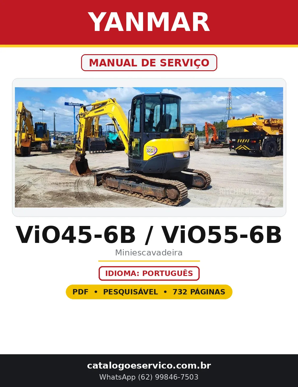 Capa do Manual de Serviço Yanmar ViO45-6B / ViO55-6B em PDF com 732 páginas