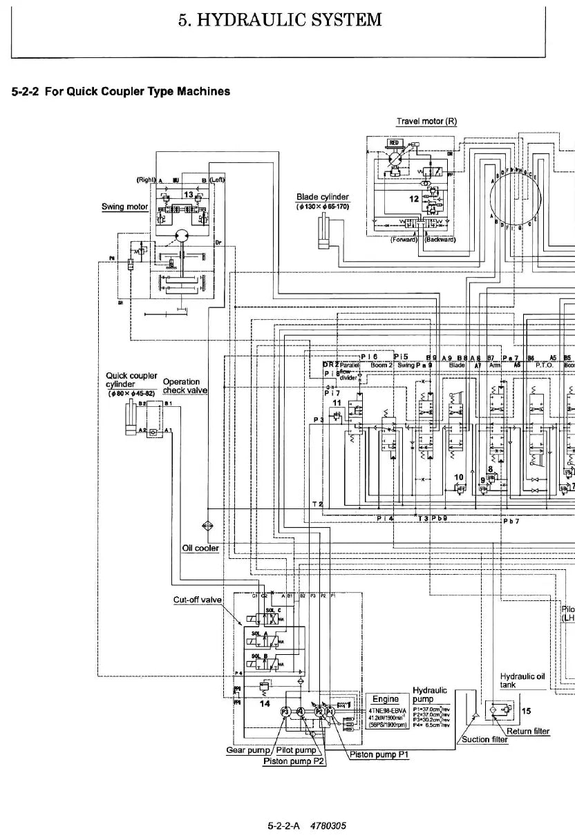 Detalhe de conjunto do Manual de Serviço Yanmar ViO75 com as referências de fábrica