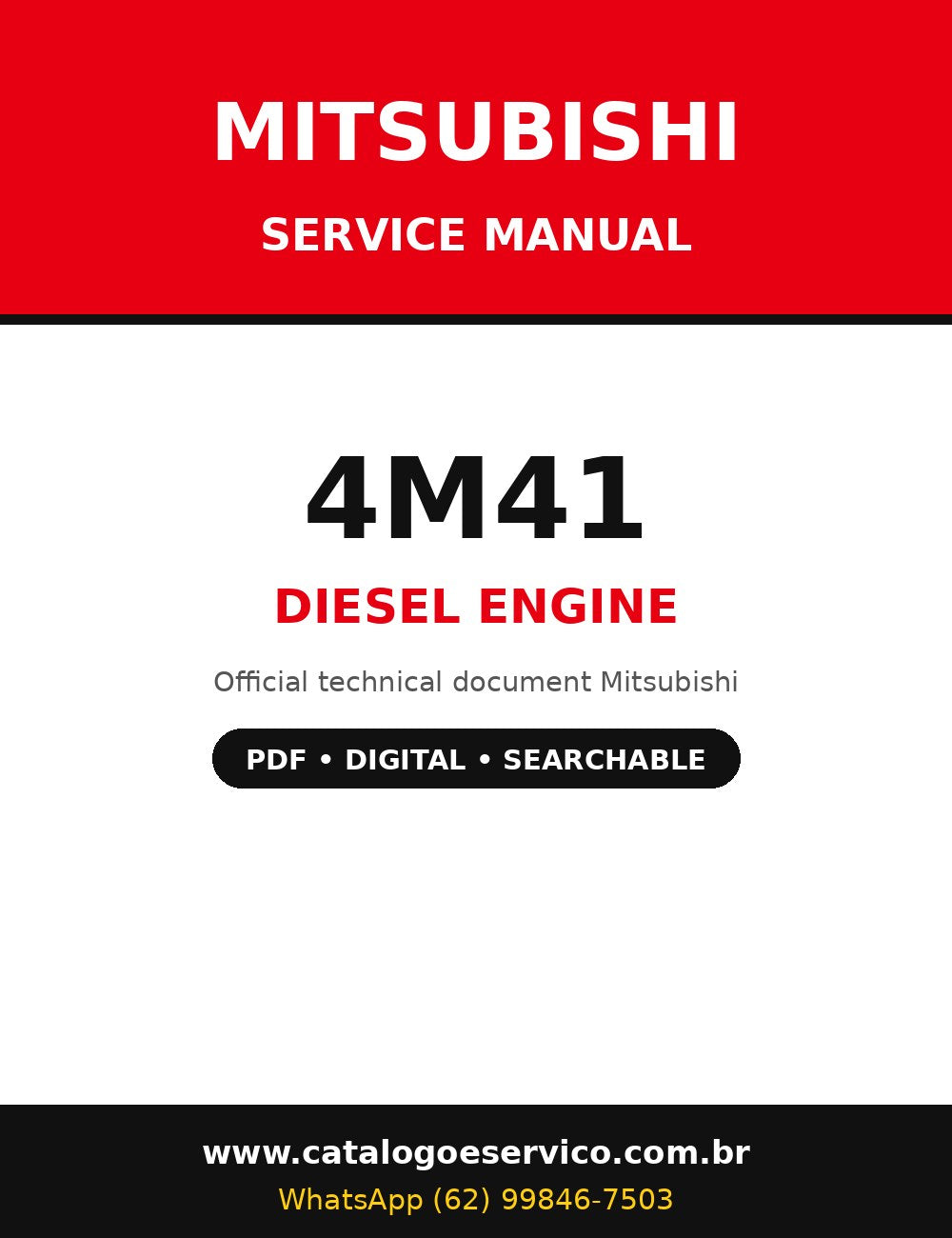Manual de Serviço Mitsubishi 4M41 - Motor Diesel (Inglês)