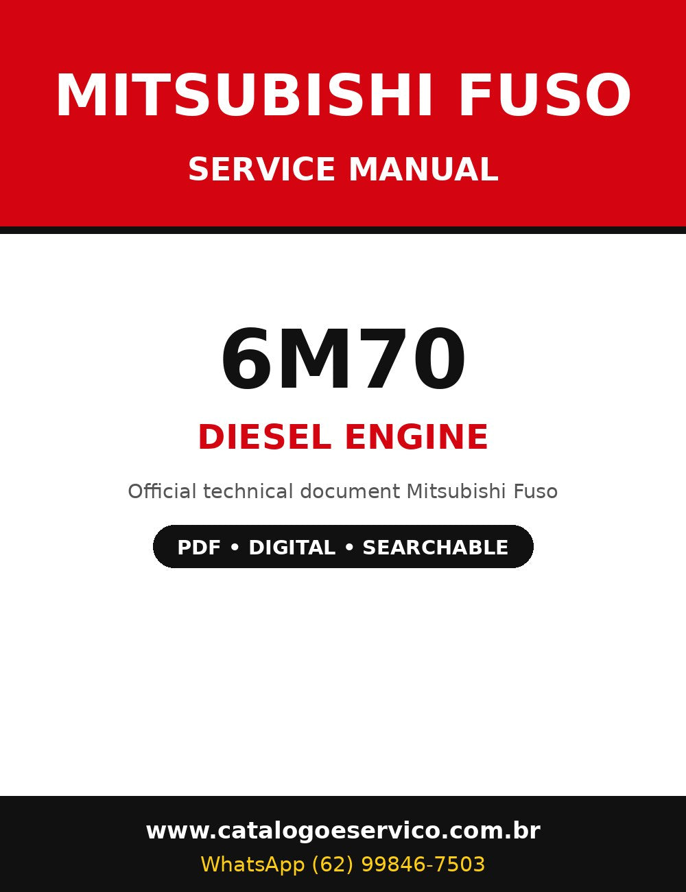 Manual de Serviço Mitsubishi Fuso 6M70 - Motor Diesel (Inglês)