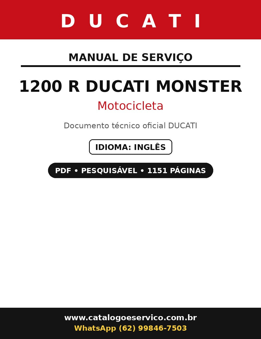 Manual De Serviço Moto 1200 R Ducati Monster