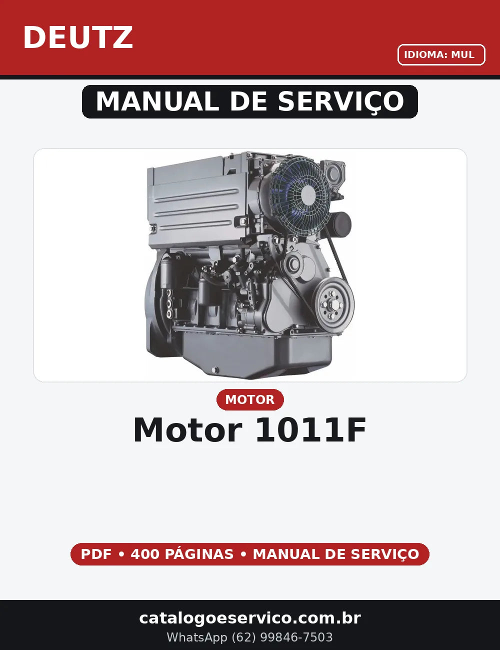 MANUAL DE SERVIÇO MOTOR 1011F DEUTZ — capa do manual de serviço