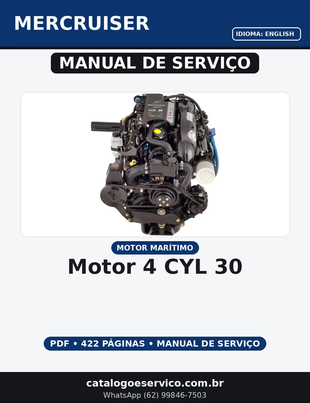 MANUAL DE SERVIÇO MOTOR 4 CYL 30 MERCRUISER — capa do manual de serviço