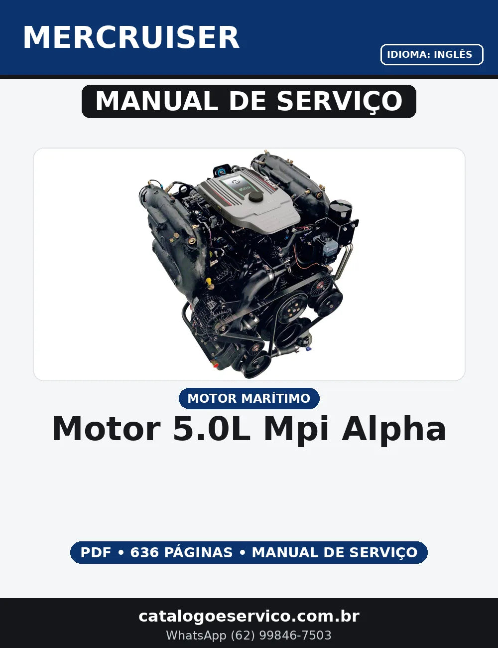 MANUAL DE SERVIÇO MOTOR 5.0L MPI ALPHA MERCRUISER — capa do manual de serviço