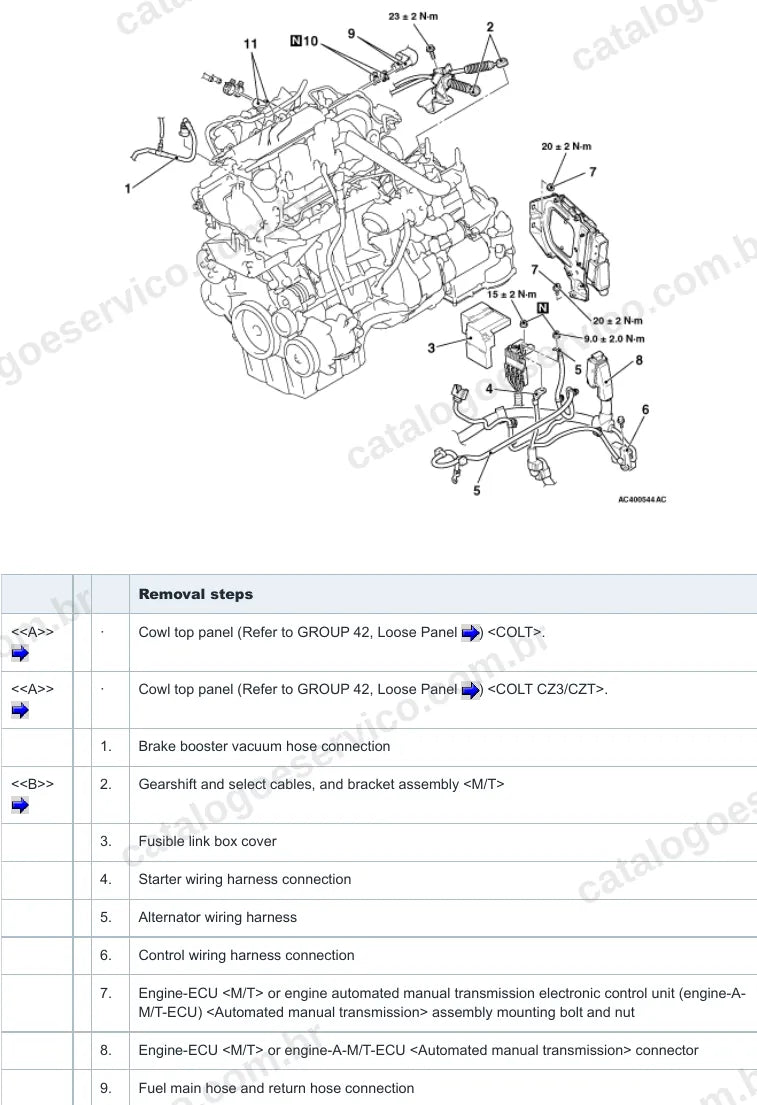 Página ilustrada do manual de serviço do motor 639 1.5 Diesel 12V (Mitsubishi Colt) — figura 1