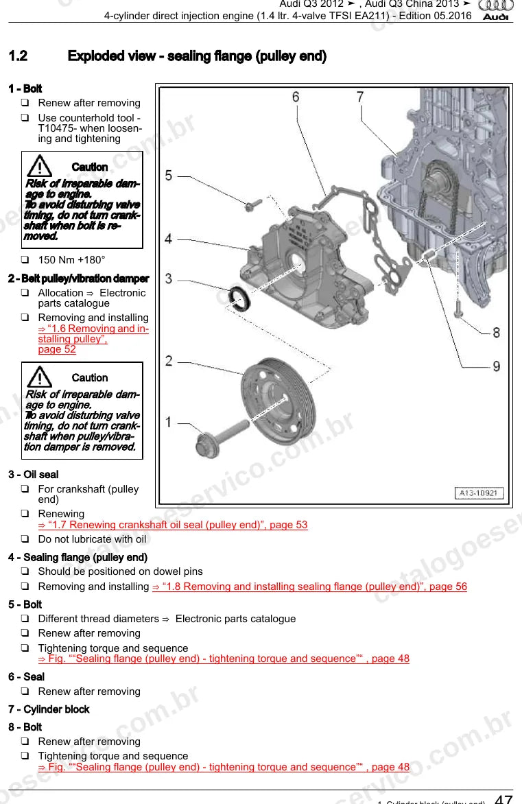 Página ilustrada do manual de serviço do motor 1.4 TFSI EA211 (CPTA) — Audi Q3 — figura 4