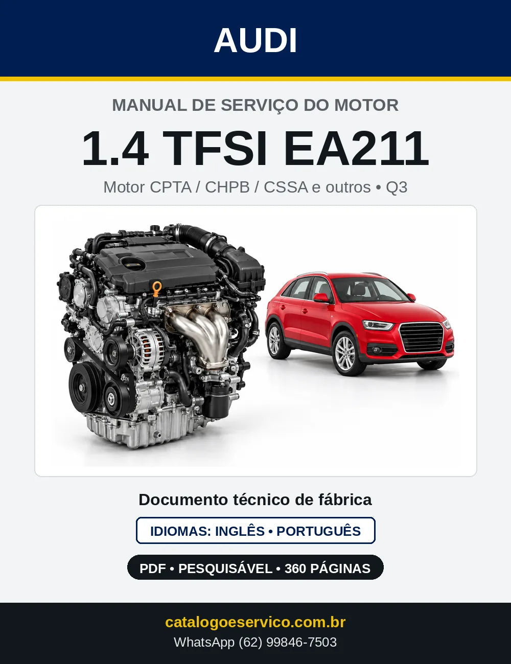 Capa do manual de serviço do motor 1.4 TFSI EA211 (CPTA) — Audi Q3 em PDF