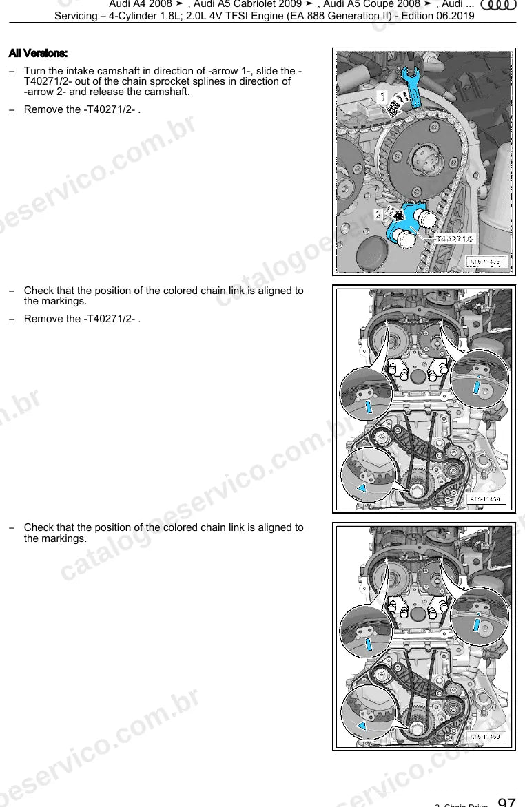 Página ilustrada do manual de serviço do motor 1.8 e 2.0 TFSI EA888 Geração II (CABB) — Audi A4, A5 Coupé e A5 Cabriolet — figura 1