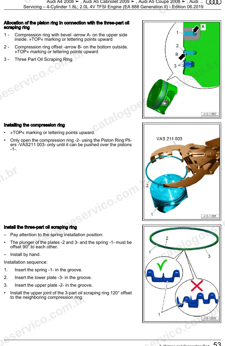 Página ilustrada do manual de serviço do motor 1.8 e 2.0 TFSI EA888 Geração II (CABB) — Audi A4, A5 Coupé e A5 Cabriolet — figura 2