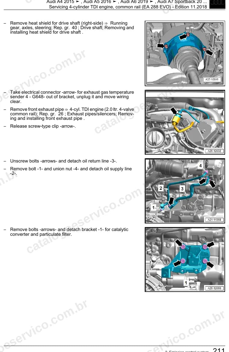 Página ilustrada do manual de serviço do motor 2.0 TDI EA288 EVO (DEZE) — Audi A4, A5 e A6 — figura 4