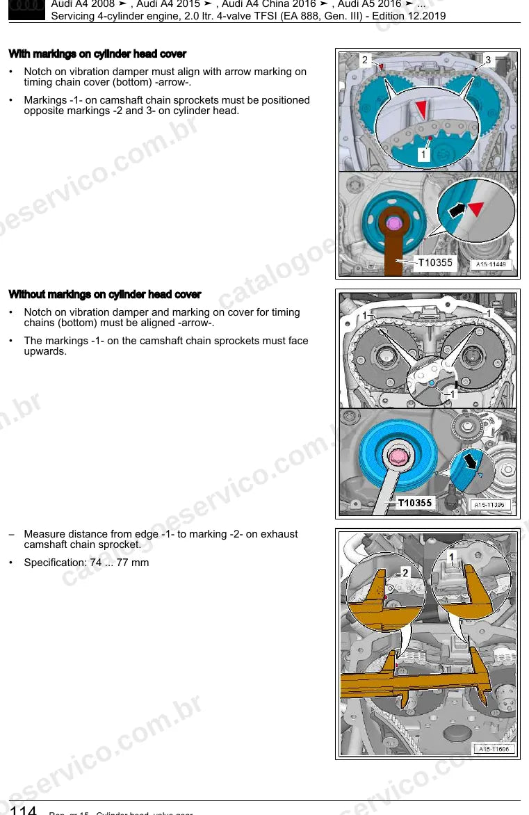 Página ilustrada do manual de serviço do motor 2.0 TFSI EA888 Geração III (CYMC) — Audi A4 e A5 — figura 2