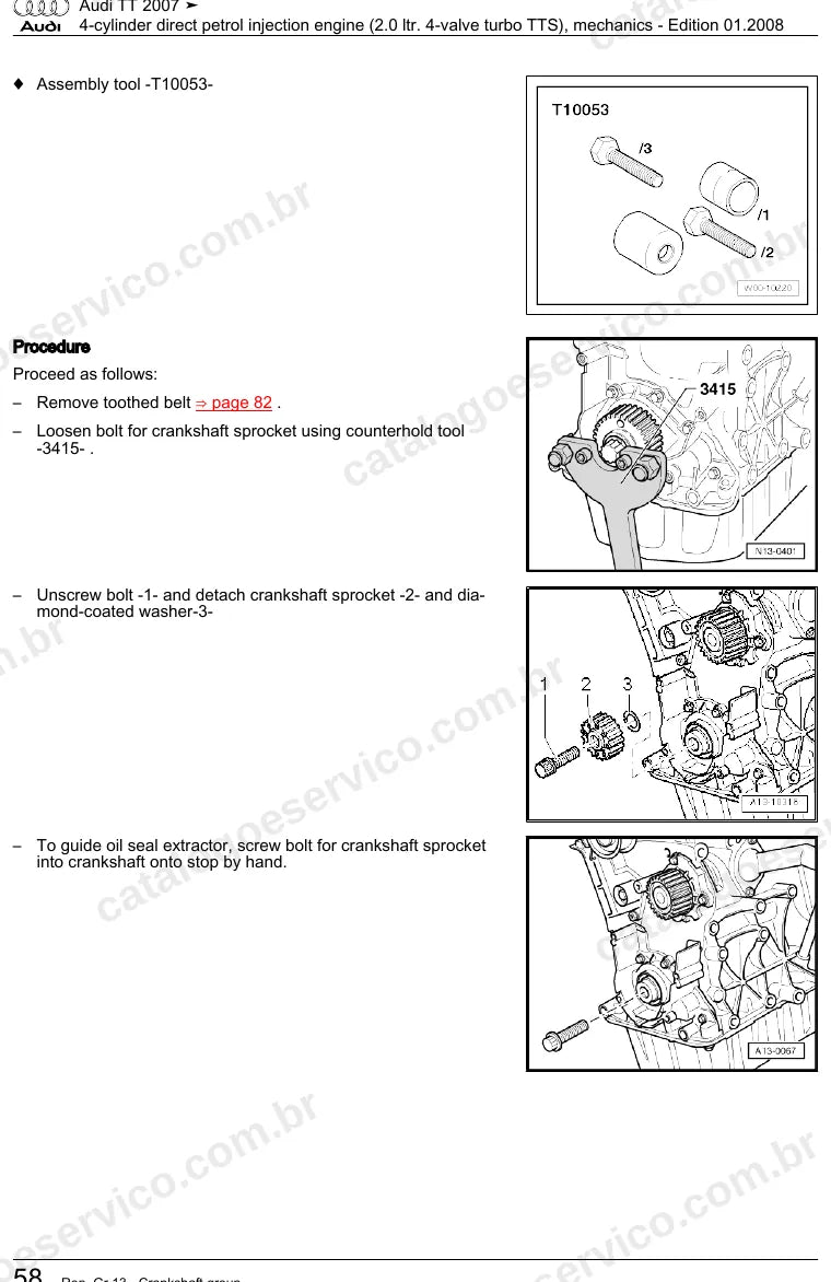 Página ilustrada do manual de serviço do motor 2.0 TFSI TTS (CDLA) — Audi TT — figura 3