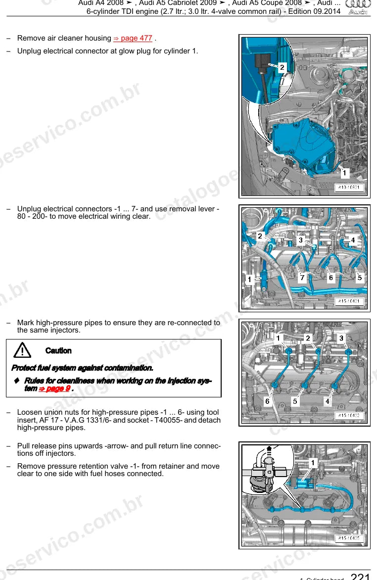 Página ilustrada do manual de serviço do motor 2.7 e 3.0 V6 TDI (CAMA) — Audi A4, A5 Coupé e A5 Cabriolet — figura 4