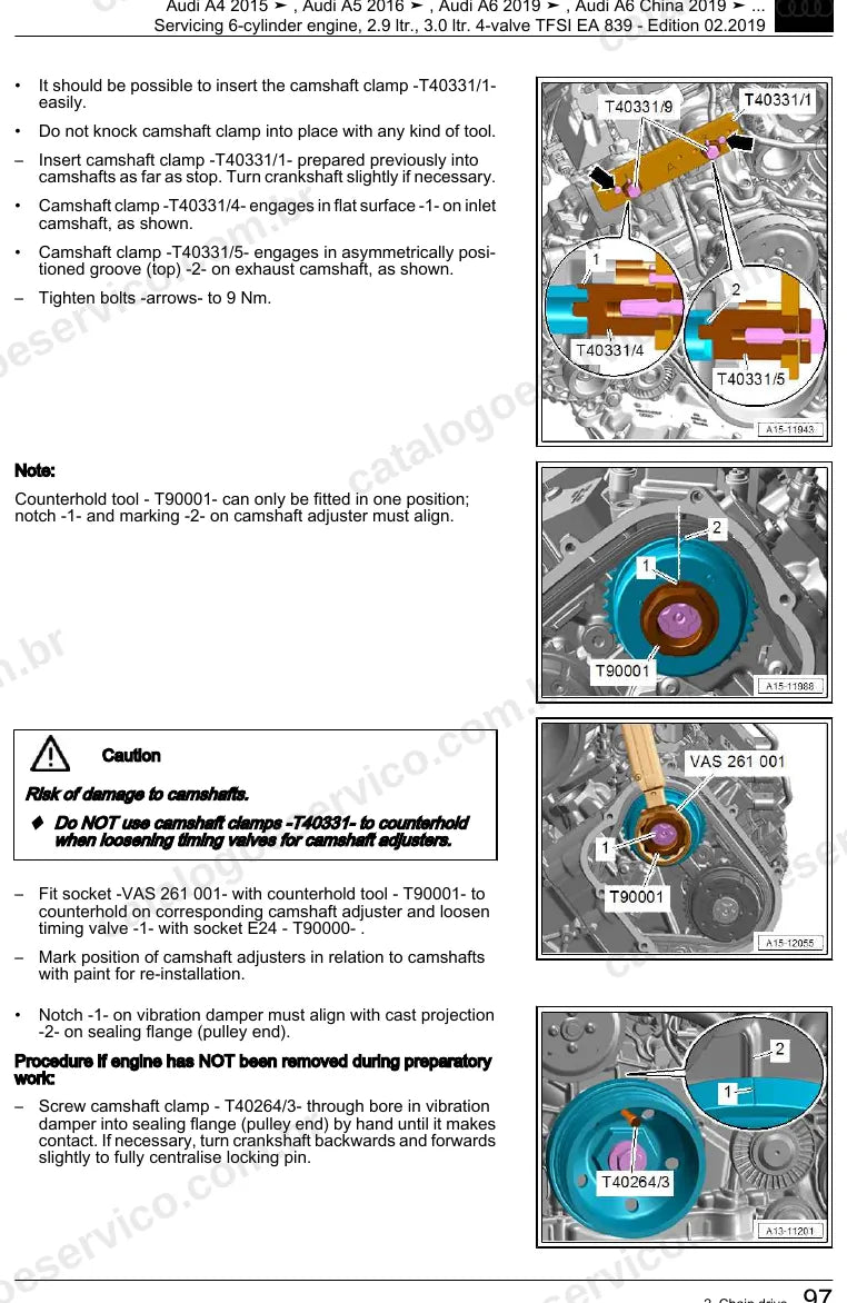 Página ilustrada do manual de serviço do motor 2.9 e 3.0 V6 TFSI EA839 (CWGD) — Audi A4, A5 e A6 — figura 3