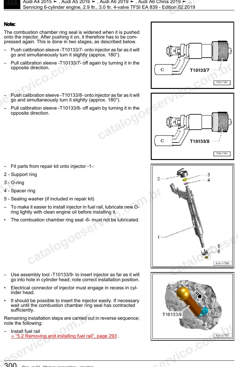 Página ilustrada do manual de serviço do motor 2.9 e 3.0 V6 TFSI EA839 (CWGD) — Audi A4, A5 e A6 — figura 4