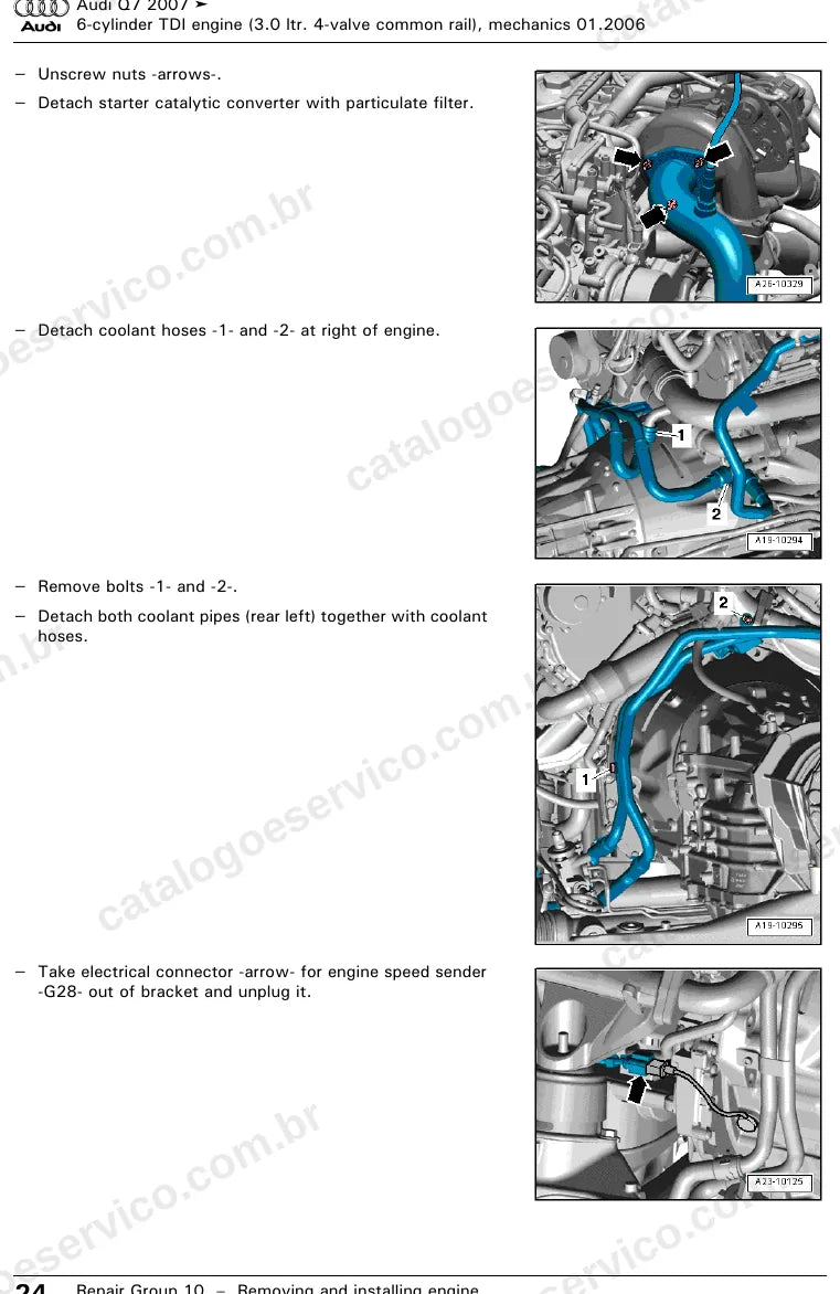 Página ilustrada do manual de serviço do motor 3.0 V6 TDI (BUN) — Audi Q7 — figura 3