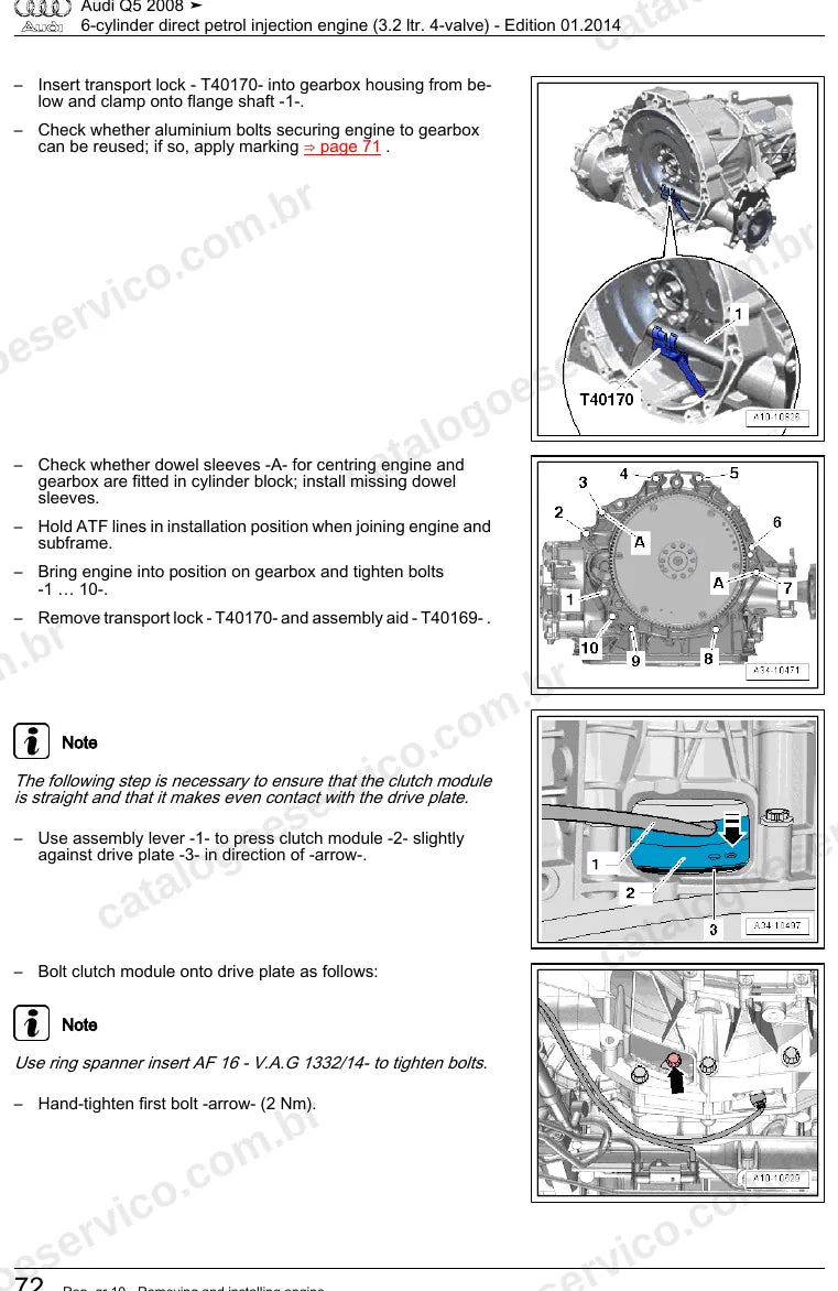 Página ilustrada do manual de serviço do motor 3.2 V6 FSI (CALB) — Audi Q5 — figura 4