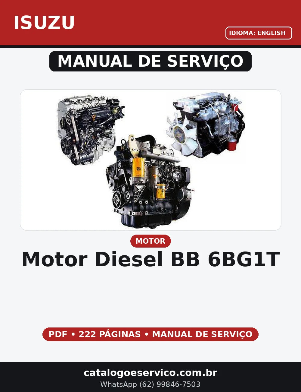 MANUAL DE SERVIÇO MOTOR DIESEL BB-6BG1T ISUZU — capa do manual de serviço