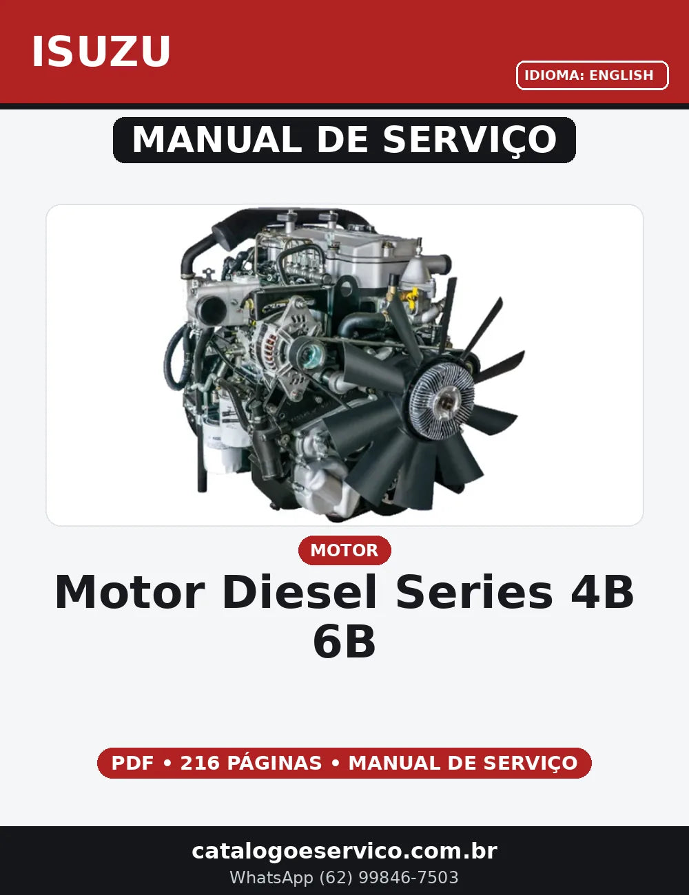 MANUAL DE SERVIÇO MOTOR DIESEL SERIES 4B-6B ISUZU — capa do manual de serviço