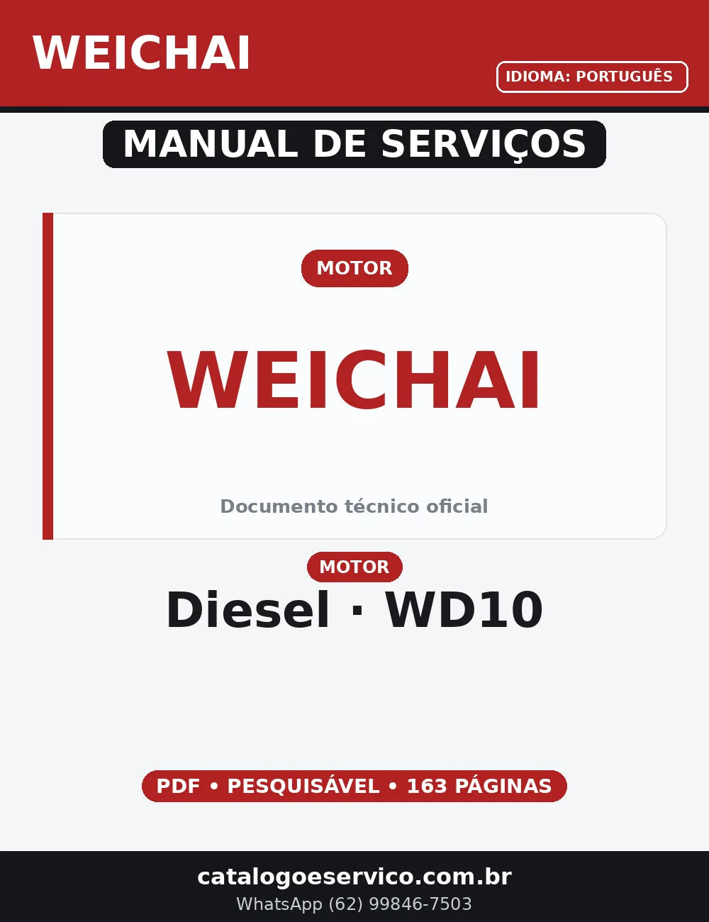 MANUAL DE SERVIÇO MOTOR DIESEL - WD10 — capa do manual de serviço