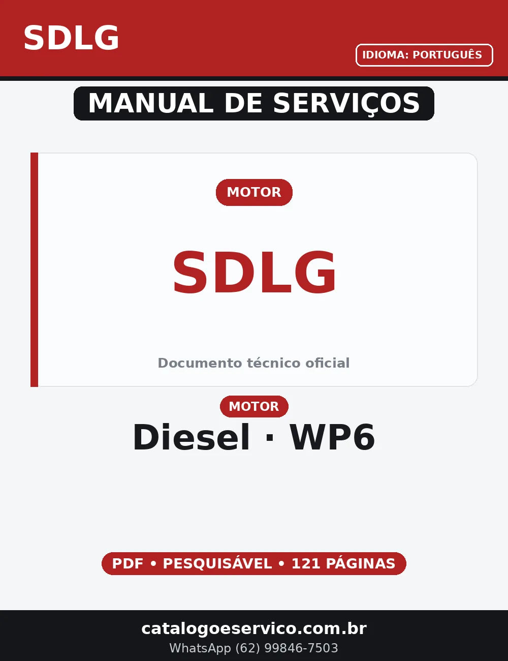 MANUAL DE SERVIÇO MOTOR DIESEL - WP6 - SDLG — capa do manual de serviço