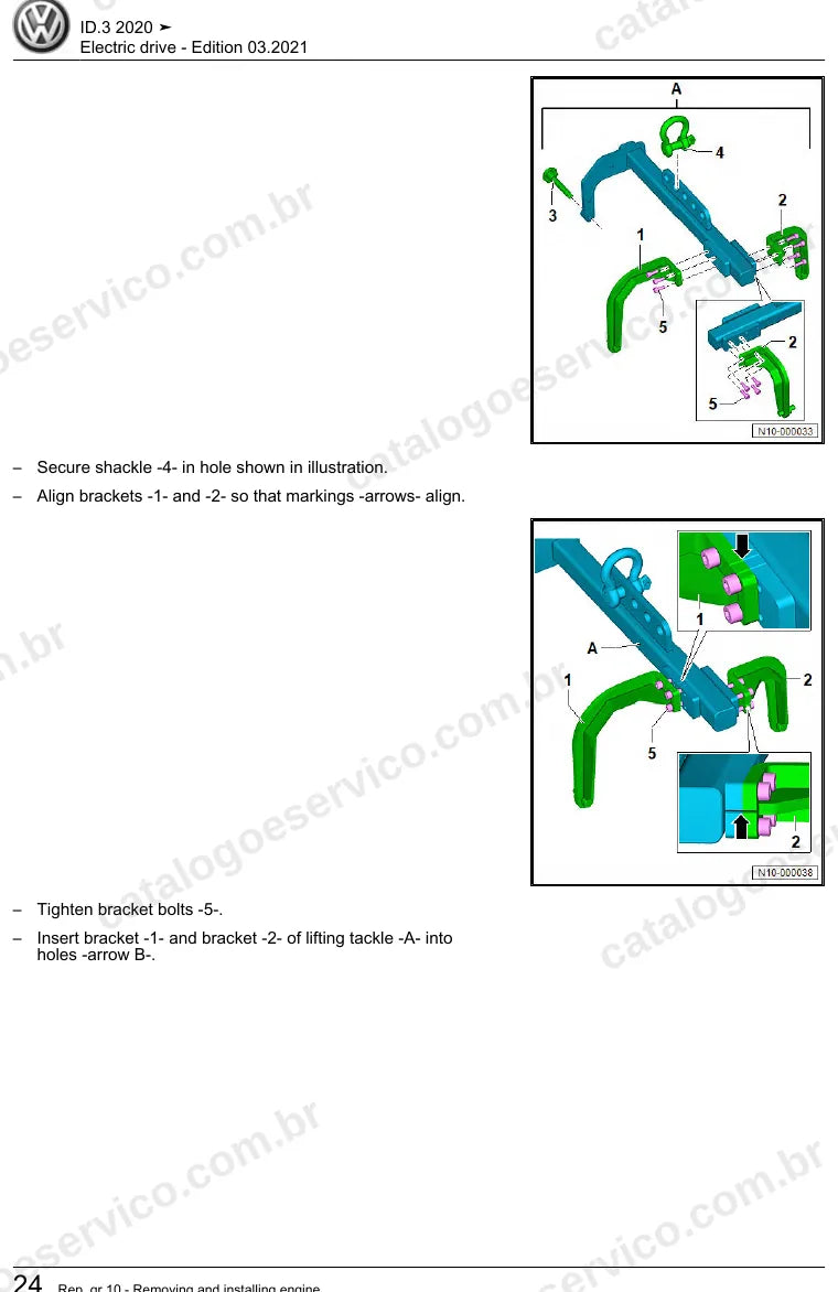 Página ilustrada do manual de serviço do motor Motor Elétrico de Tração (EBJA) — ID.3 — figura 4