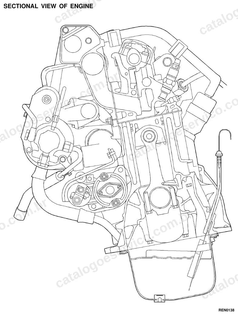 Página ilustrada do manual de serviço do motor F8QT 1.9 Diesel 8V (Mitsubishi Carisma) — figura 1